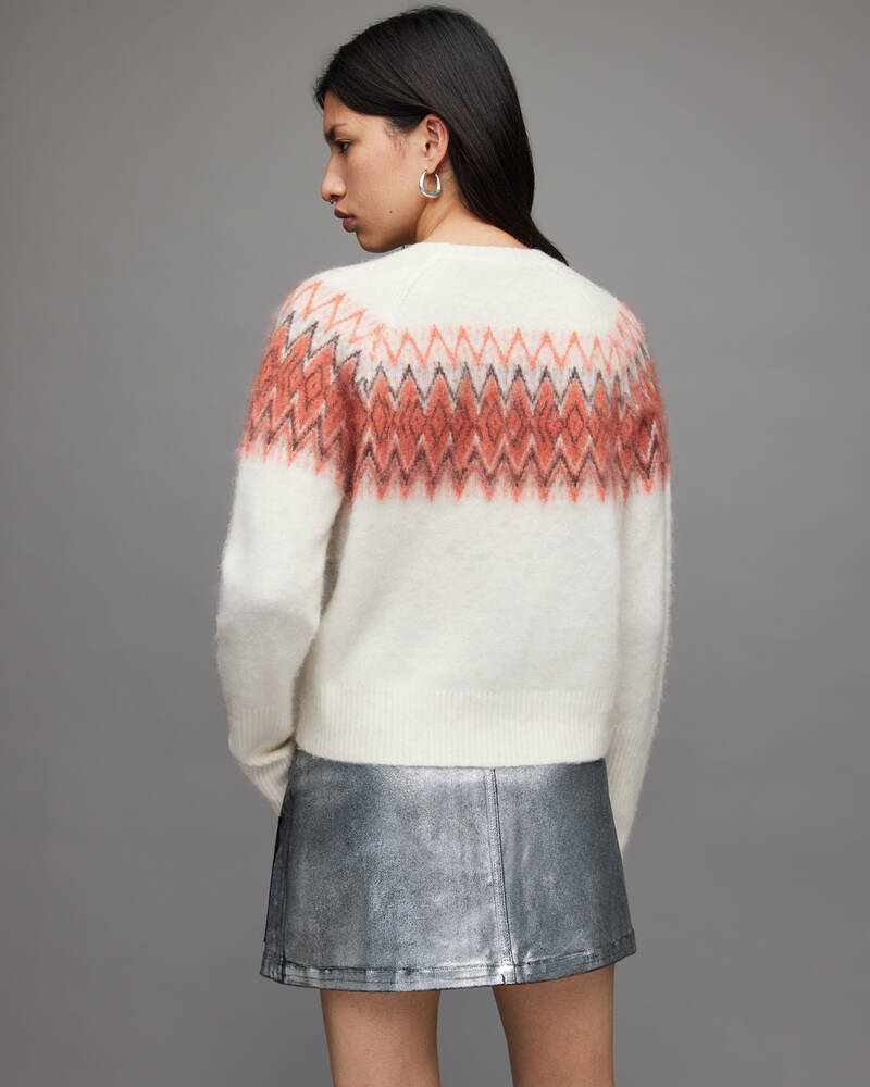 Allsaints Clyde Jacquard Jumper Stickat Dam Vita Orange | SE.WK045V-7772