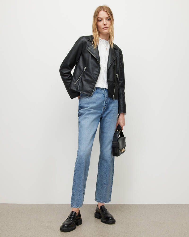 Allsaints Dalby Faux Biker Jacka Dam Svarta | SE.WL073X-5