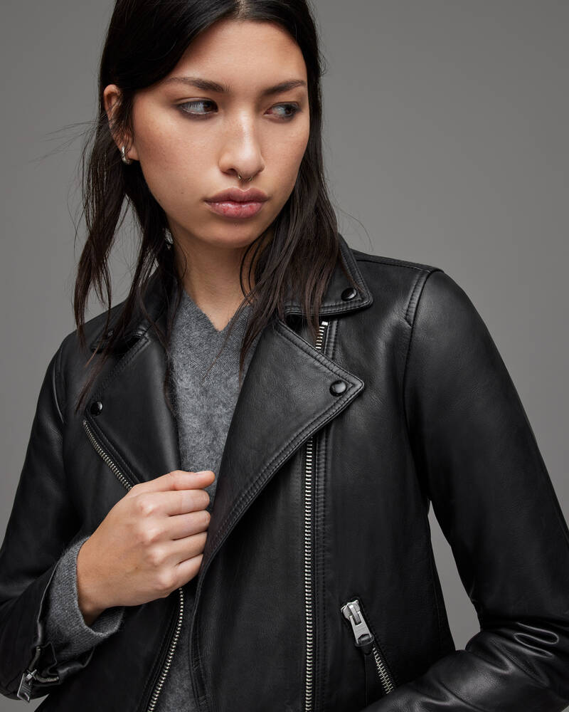 Allsaints Dalby Läder Biker Jacka Dam Svarta | SE.WL004N-5