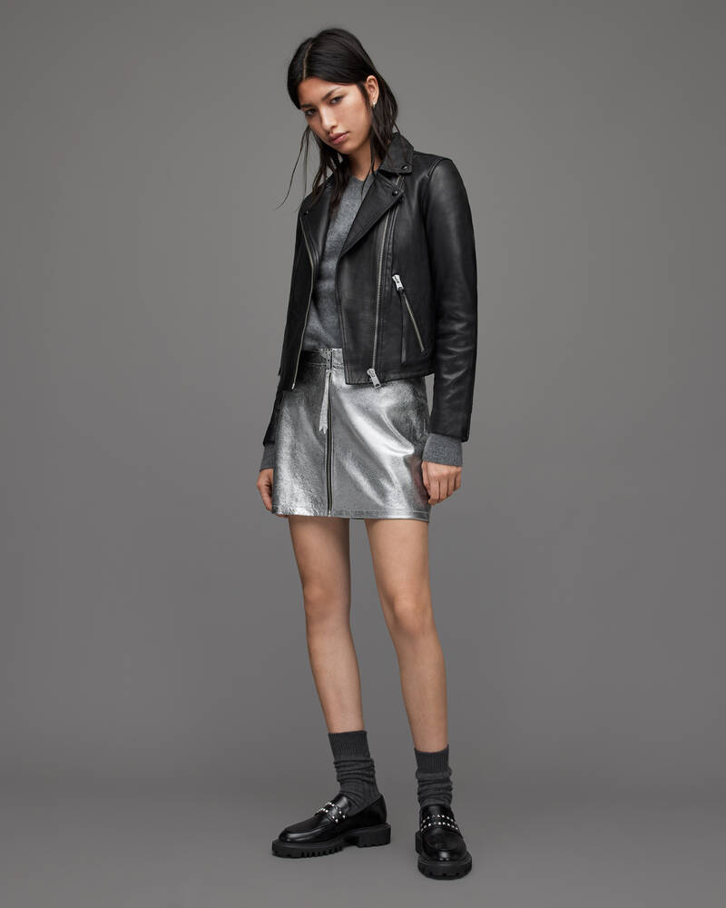 Allsaints Dalby Läder Biker Jacka Dam Svarta | SE.WL004N-5