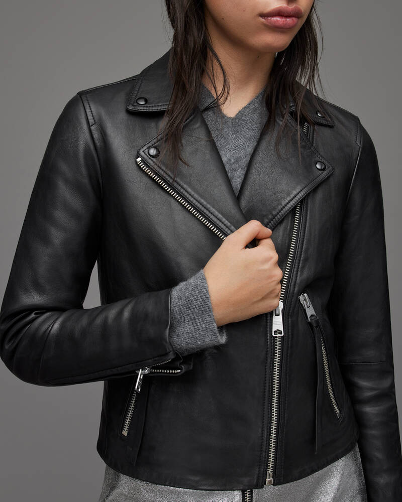 Allsaints Dalby Läder Biker Jacka Dam Svarta | SE.WL004N-5