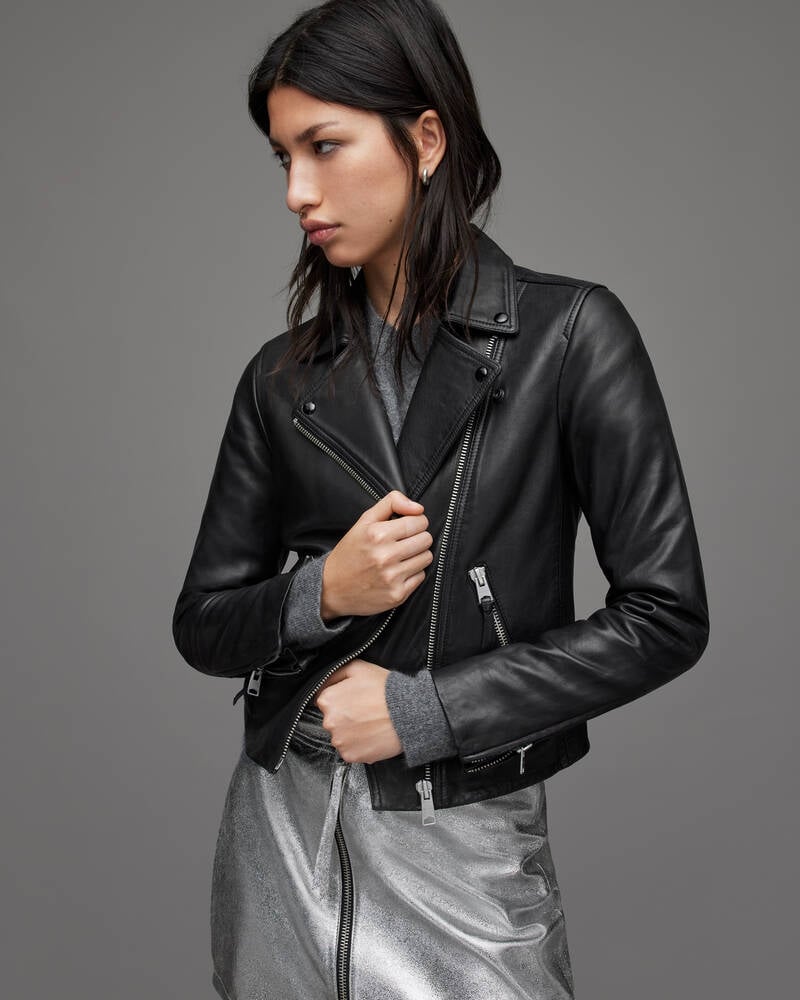 Allsaints Dalby Läder Biker Jacka Dam Svarta | SE.WL004N-5