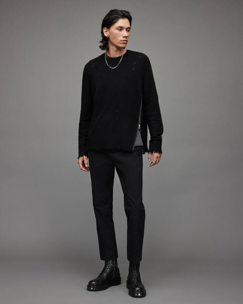 Allsaints Disorder Crew Jumper Stickat Herr Svarta | SE.MK027X-5