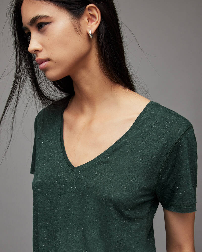 Allsaints Emelyn Shimmer T-shirt Dam Mörkgröna | SE.WM188X-8089