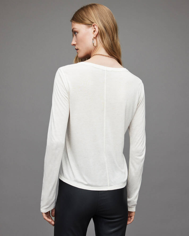 Allsaints Esme Shimmer Long Sleeve T-shirt Dam Vita | SE.WM103X-4068