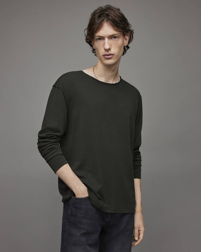 Allsaints Figure Long Sleeve Crew T-shirt Herr Khaki Gröna | SE.MD024X-3836