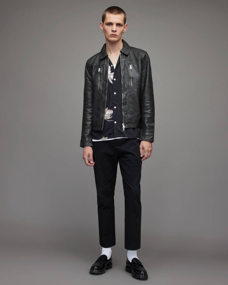 Allsaints Foster Läder Jacka Herr Svarta | SE.ML017X-162