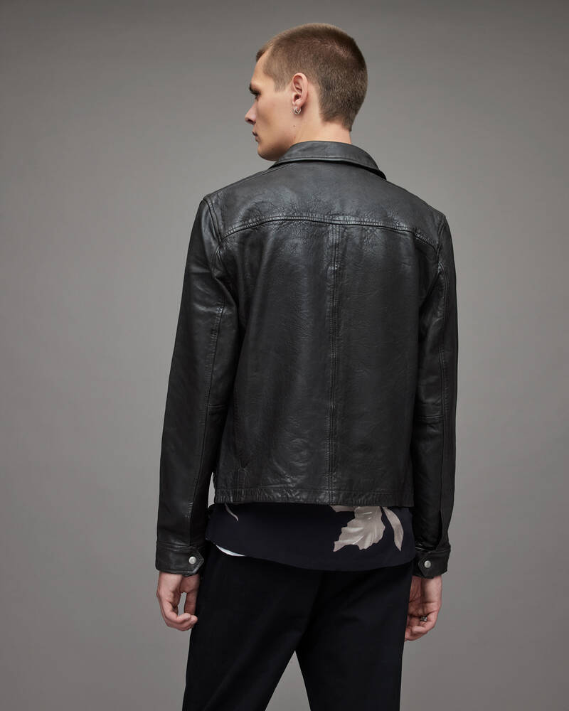 Allsaints Foster Läder Jacka Herr Svarta | SE.ML017X-162