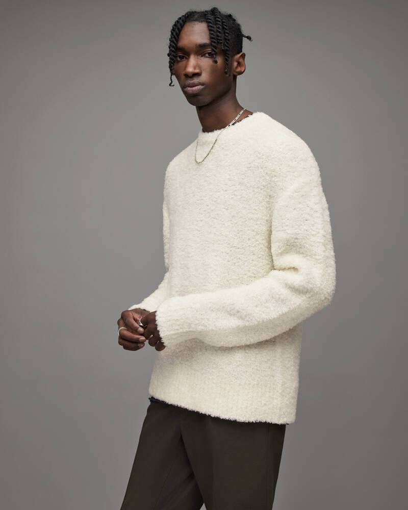 Allsaints Fredrik Crew Jumper Stickat Herr Ecru | SE.MK132X-35