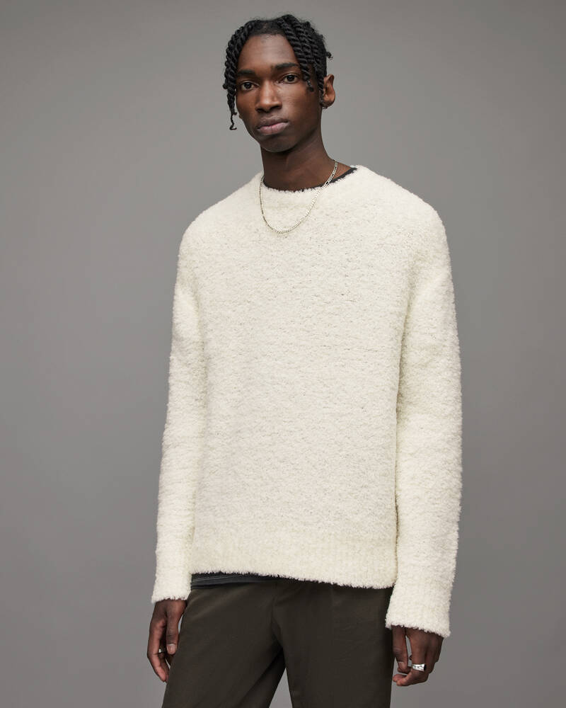 Allsaints Fredrik Crew Jumper Stickat Herr Ecru | SE.MK132X-35