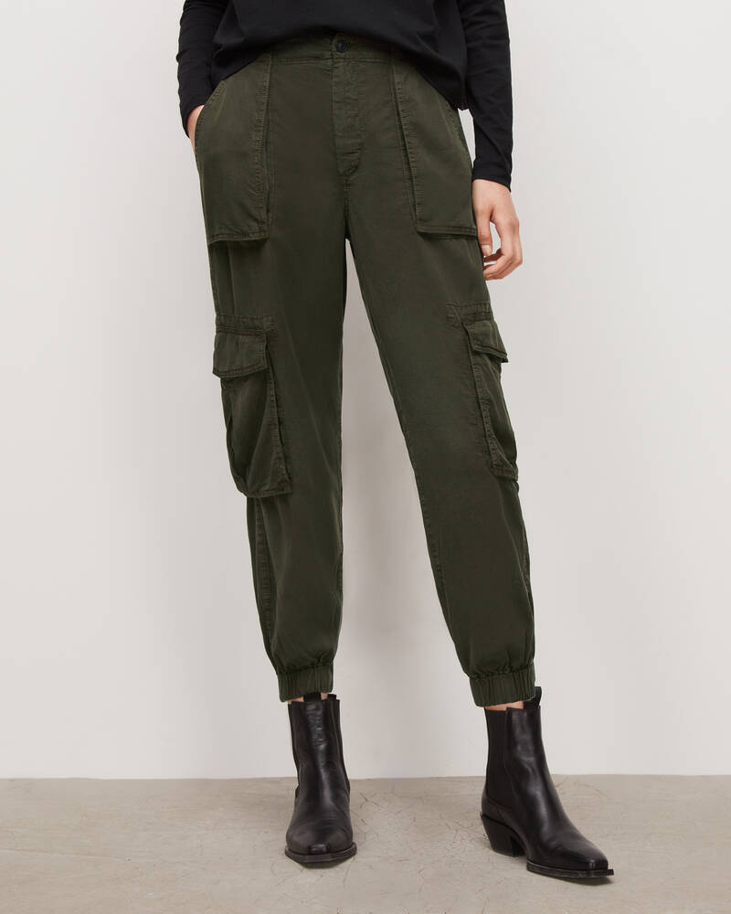 Allsaints Frieda High Rise Tencel Cargo Långbyxor Dam Khaki Gröna | SE.WE034W-3836