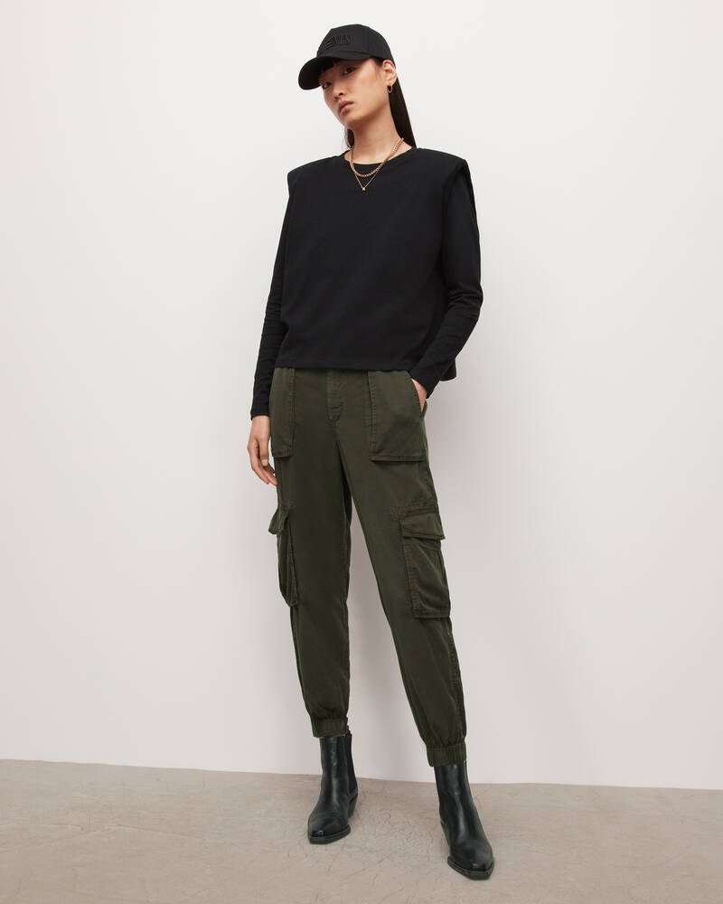 Allsaints Frieda High Rise Tencel Cargo Långbyxor Dam Khaki Gröna | SE.WE034W-3836