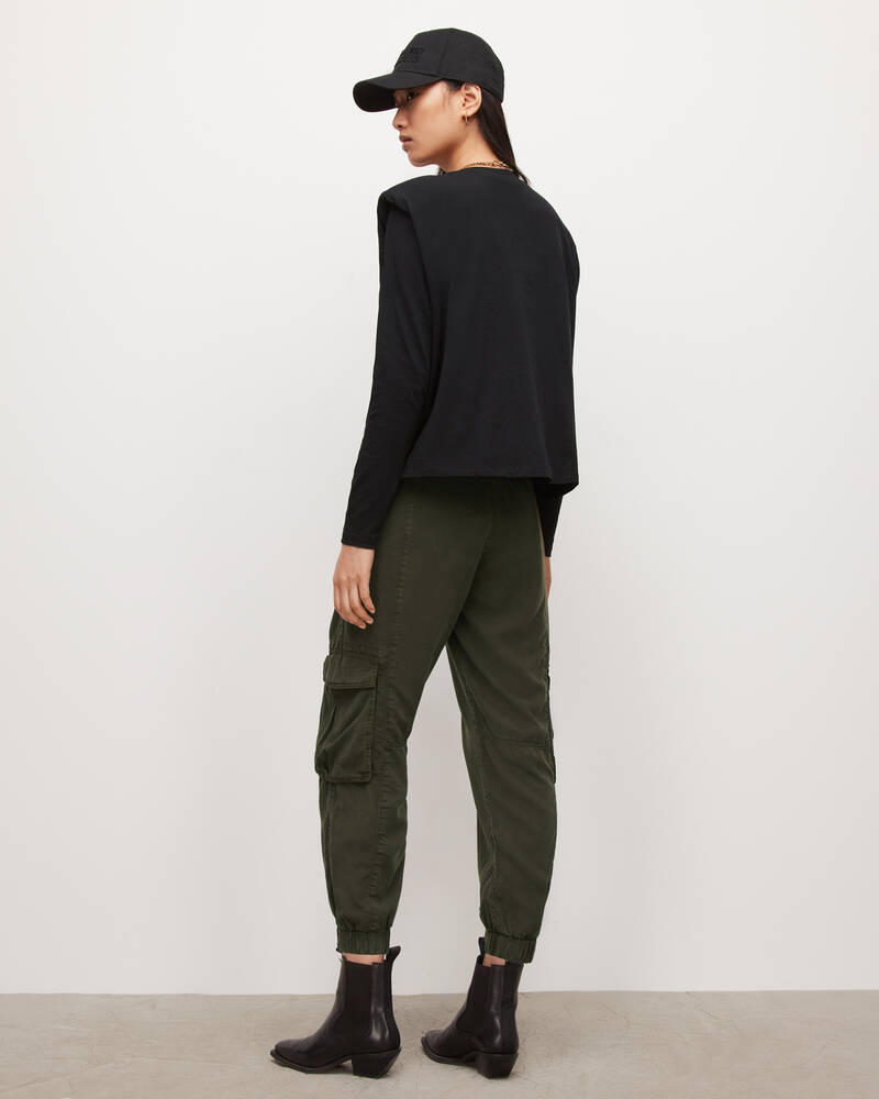 Allsaints Frieda High Rise Tencel Cargo Långbyxor Dam Khaki Gröna | SE.WE034W-3836