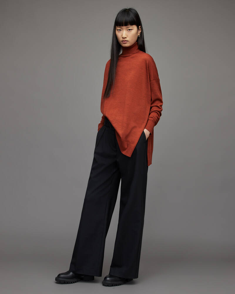 Allsaints Gala Merino Jumper Stickat Dam Orange Bruna | SE.WK095X-8132