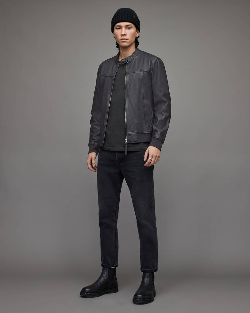 Allsaints Gallow Läder Bomber Jacka Herr Petrol | SE.ML073U-210