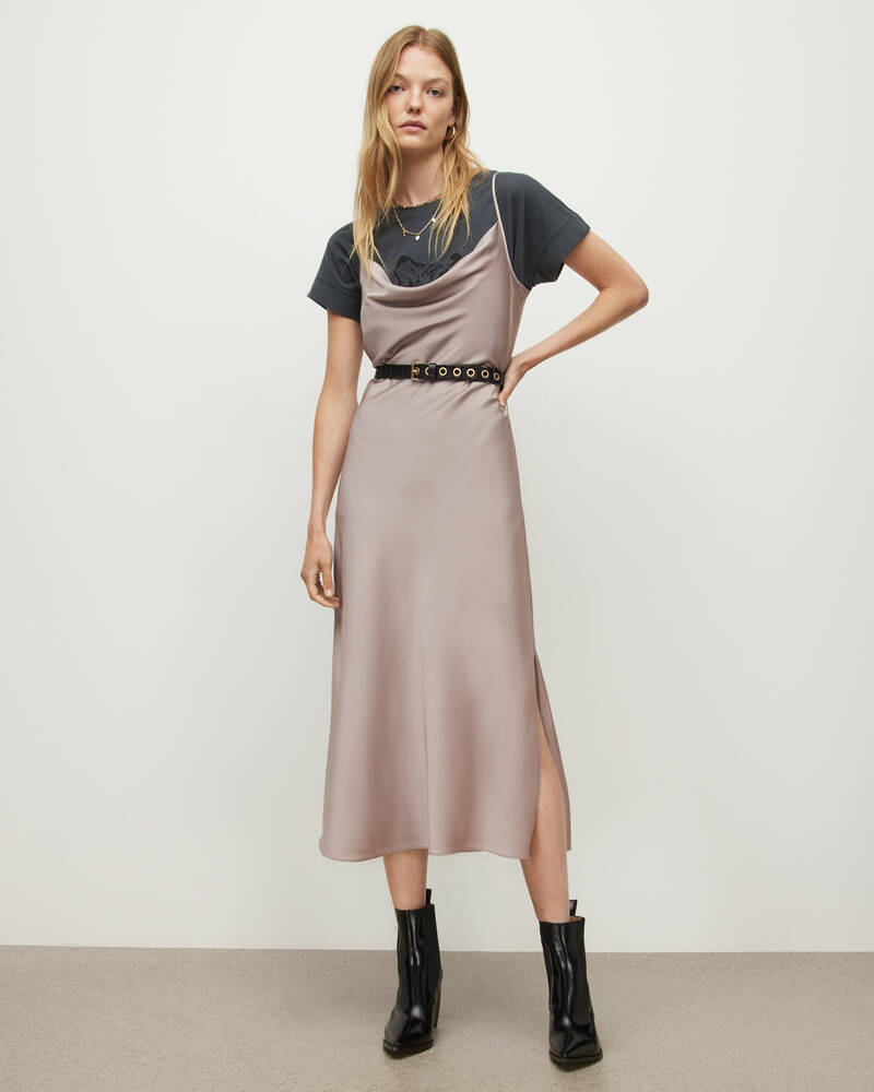 Allsaints Hadley Midi Klänning Dam Rosa | SE.WD055V-200