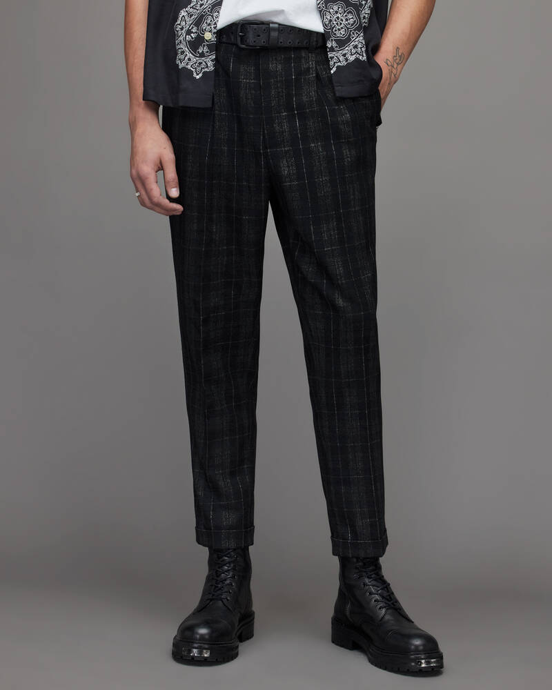 Allsaints Harvey Slim Checked Långbyxor Herr Grå | SE.MM003X-33