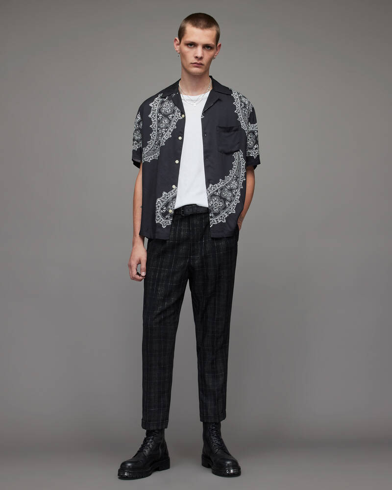 Allsaints Harvey Slim Checked Långbyxor Herr Grå | SE.MM003X-33