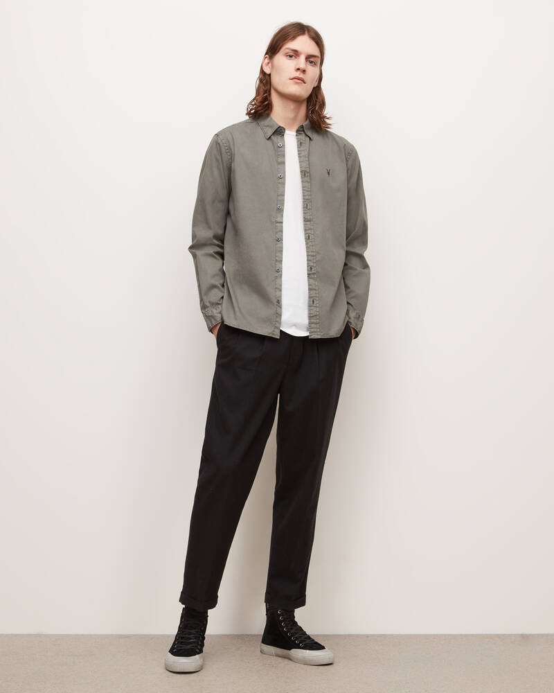 Allsaints Hawthorne Ramskull Stretch Fit Shirt Skjorta Herr Grå | SE.MS109W-7289