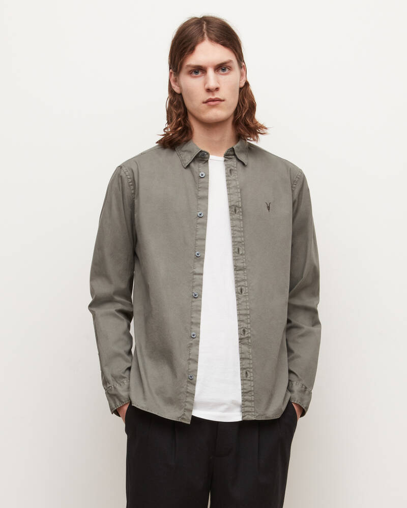 Allsaints Hawthorne Ramskull Stretch Fit Shirt Skjorta Herr Grå | SE.MS109W-7289