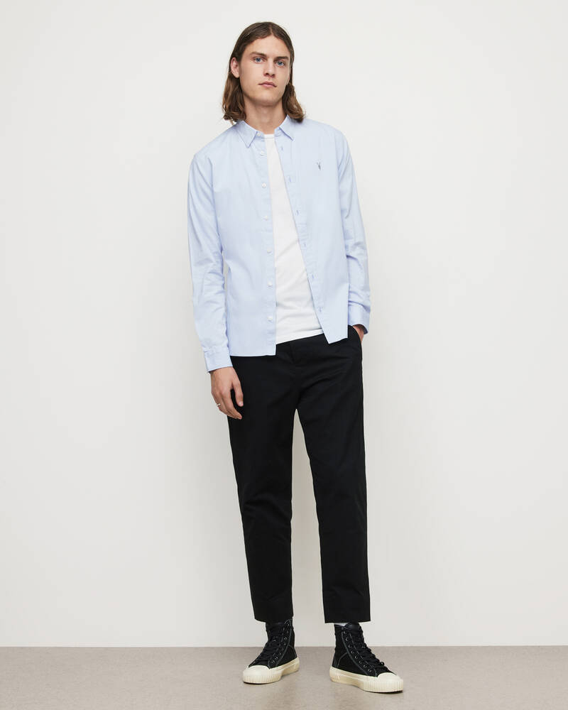 Allsaints Hawthorne Ramskull Stretch Fit Shirt Skjorta Herr Ljusblå | SE.MS255U-709