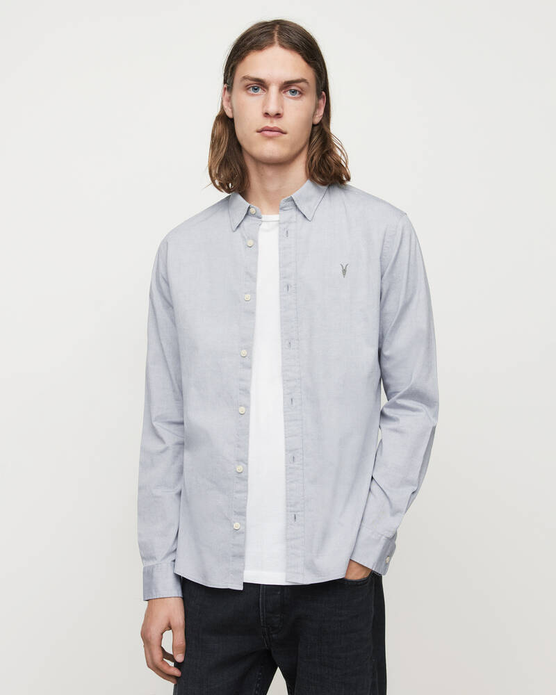 Allsaints Hawthorne Ramskull Stretch Shirt Skjorta Herr Ljusgrå | SE.MS256U-103