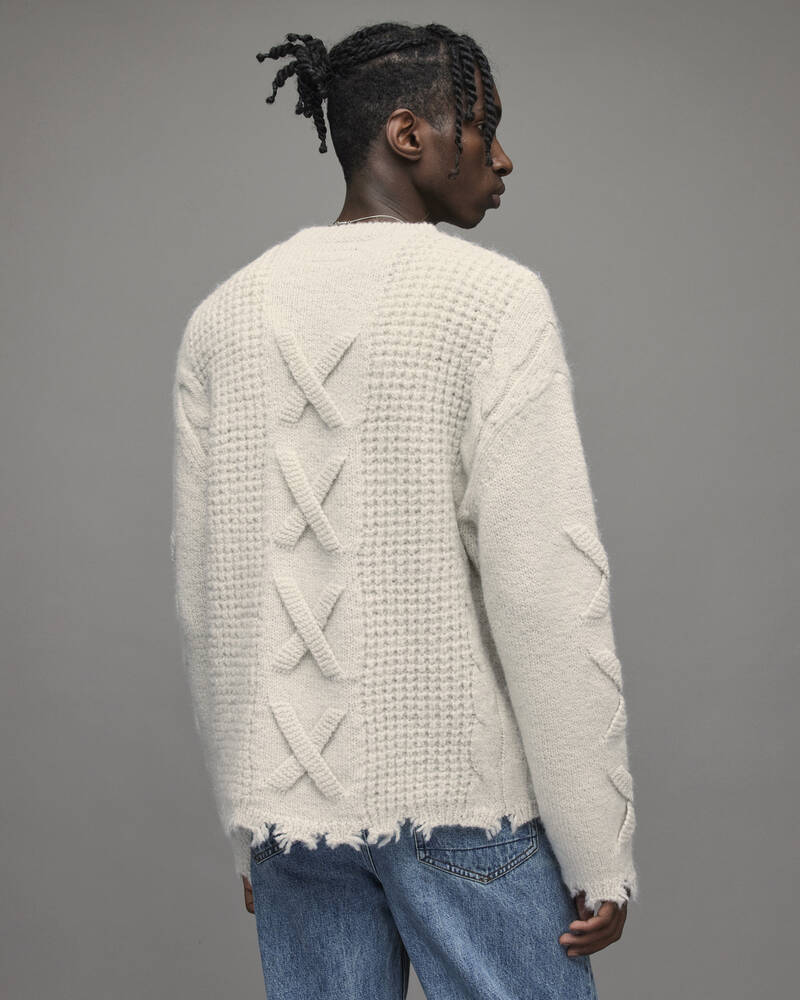 Allsaints Hennet Crew Jumper Stickat Herr Ecru | SE.MK151V-35