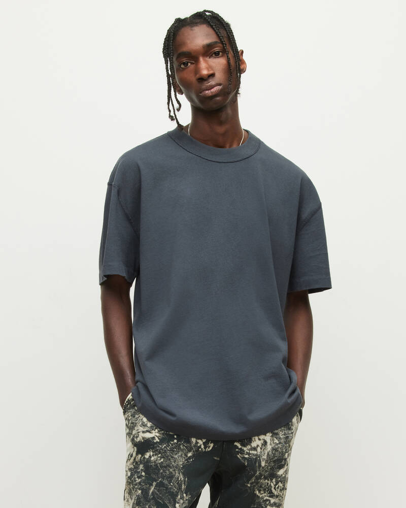 Allsaints Isac Oversized Crew T-shirt Herr Grå | SE.MD030X-5813