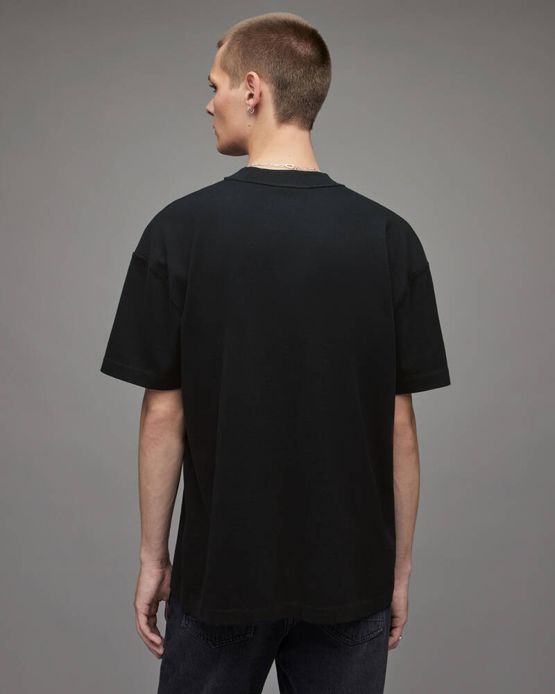 Allsaints Isac Oversized Crew T-shirt Herr Svarta | SE.MD105V-451