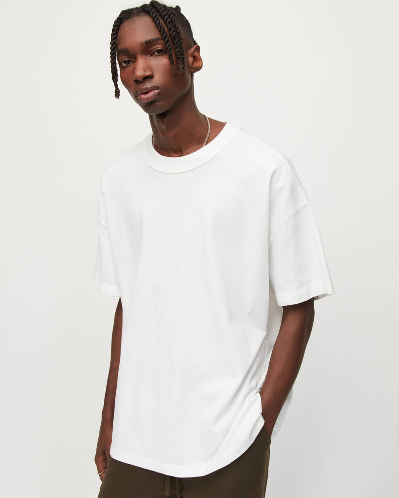 Allsaints Isac Oversized Crew T-shirt Herr Vita | SE.MD106V-437