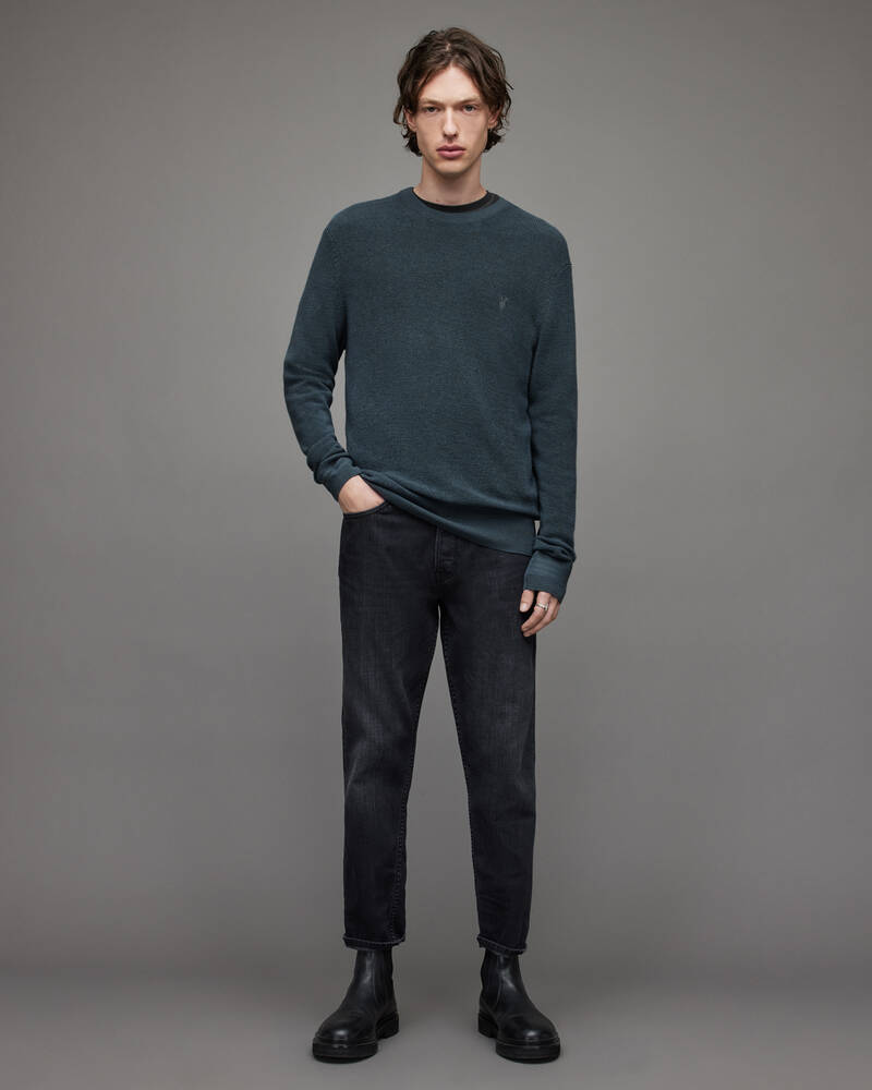 Allsaints Ivar Merino Crew Jumper Stickat Herr Grå Blå | SE.MK081X-4777