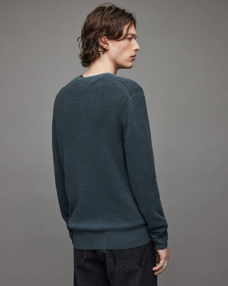 Allsaints Ivar Merino Crew Jumper Stickat Herr Grå Blå | SE.MK081X-4777