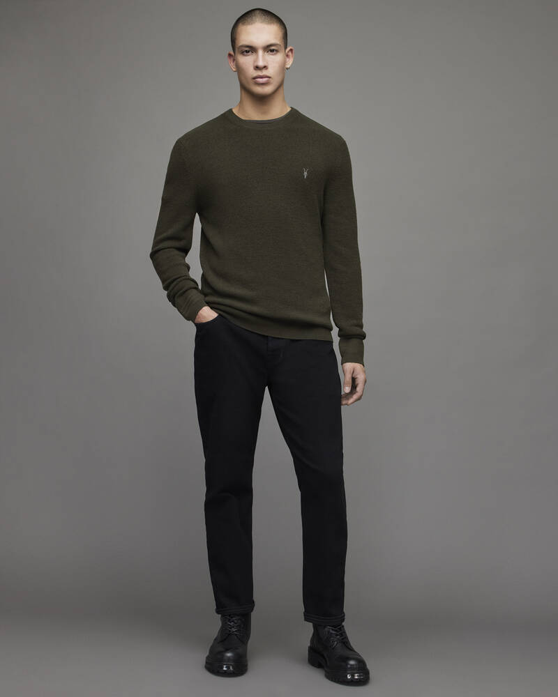 Allsaints Ivar Merino Crew Jumper Stickat Herr Gröna | SE.MK172X-8042