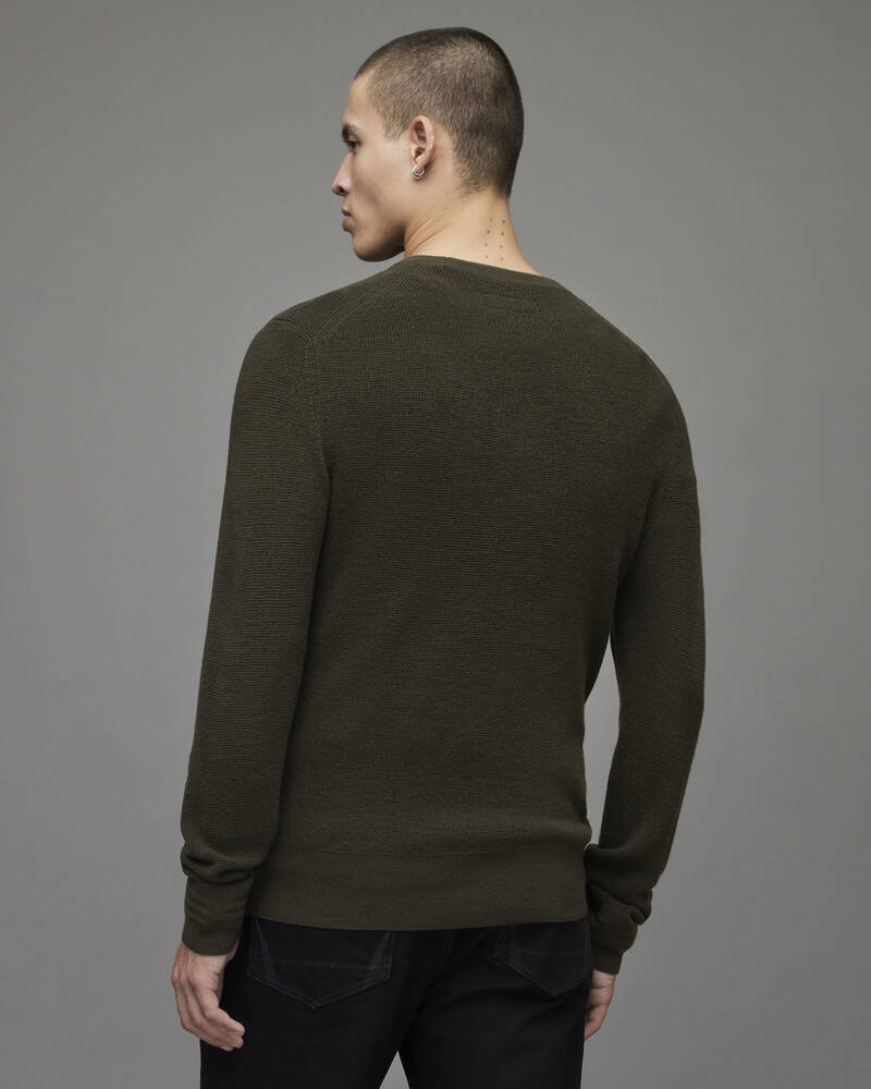 Allsaints Ivar Merino Crew Jumper Stickat Herr Gröna | SE.MK172X-8042