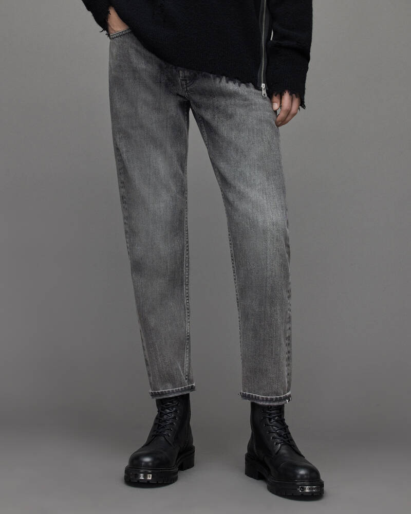 Allsaints Jack Selvedge Tapered Cropped Jeans Herr Svarta | SE.ME024X-162