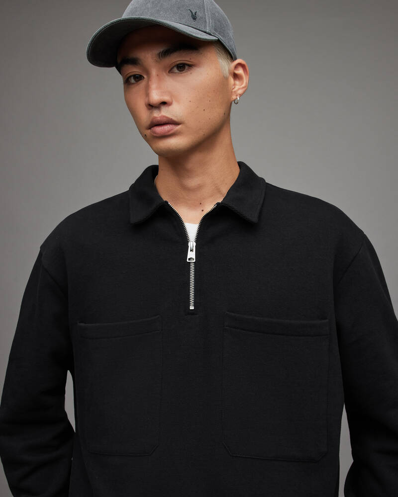 Allsaints Jaxon Half Zip Tröjor Herr Svarta | SE.MF048X-162