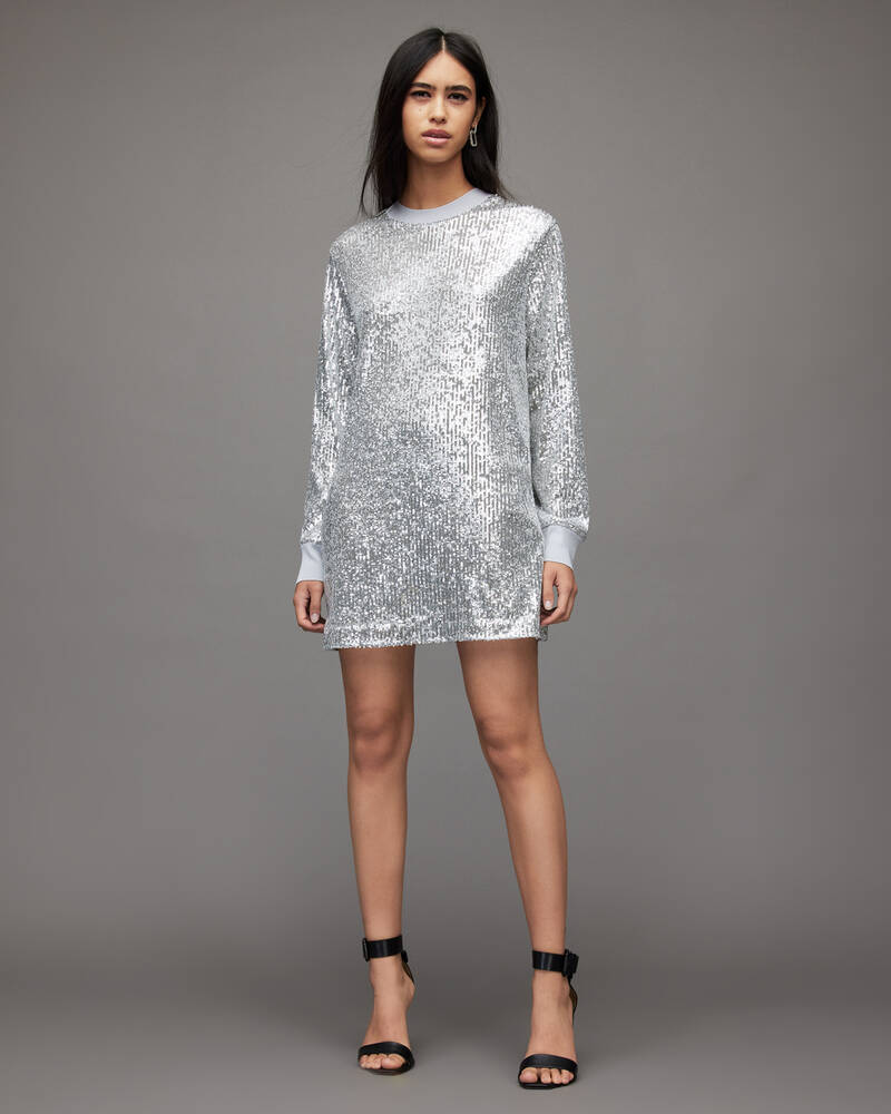 Allsaints Juela Mini Sequin Klänning Dam Silver | SE.WD167W-34