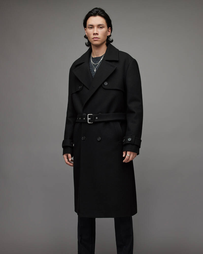 Allsaints Kansas Trench Rockar Herr Svarta | SE.MC050X-5