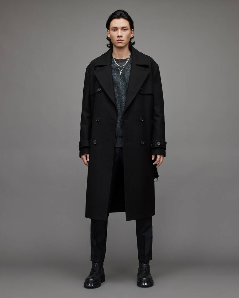 Allsaints Kansas Trench Rockar Herr Svarta | SE.MC050X-5