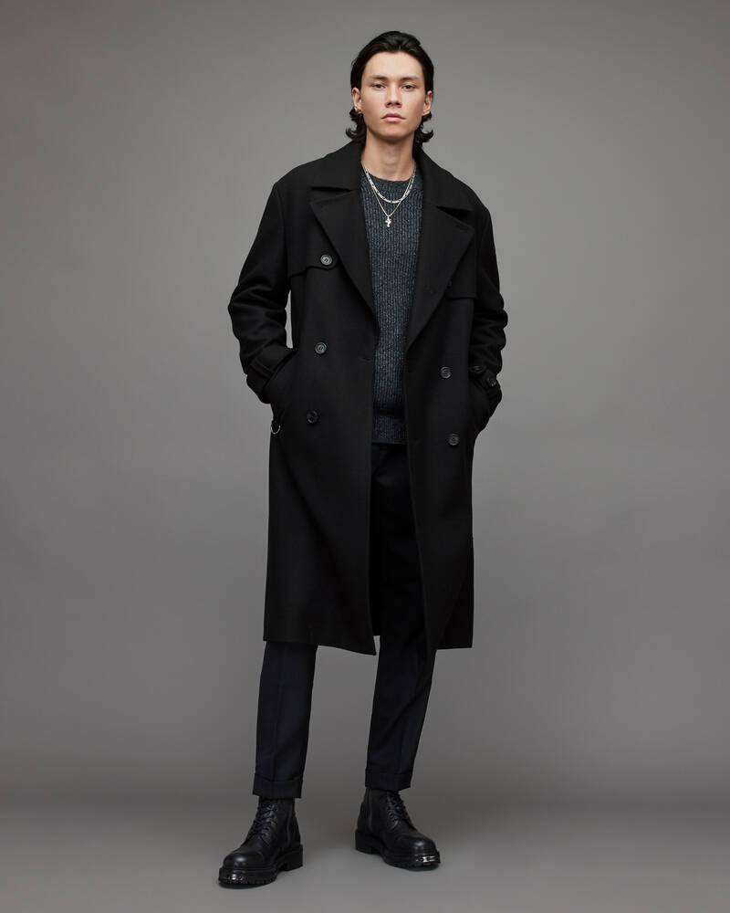 Allsaints Kansas Trench Rockar Herr Svarta | SE.MC050X-5