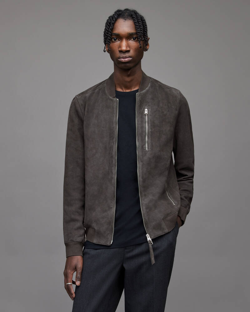 Allsaints Kemble Mocka Bomber Jacka Herr Grå | SE.ML047J-4999