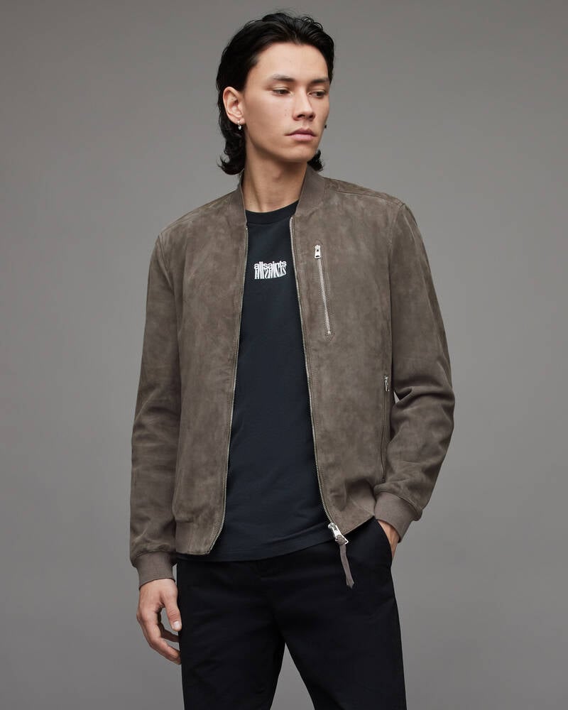 Allsaints Kemble Mocka Bomber Jacka Herr Grå | SE.ML064W-4693