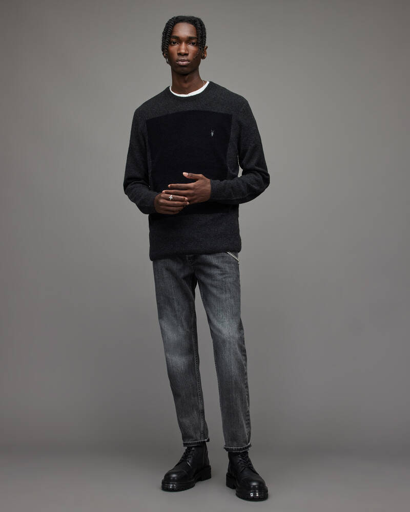 Allsaints Lobke Knit Crew Jumper Stickat Herr Svarta | SE.MK189V-4009