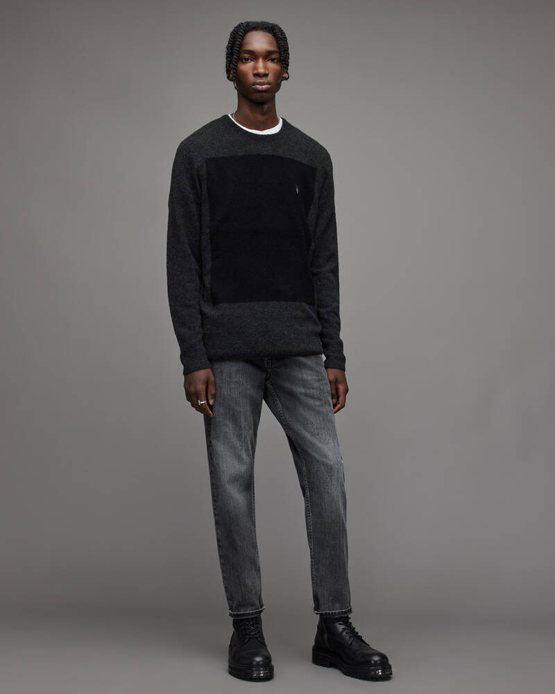 Allsaints Lobke Knit Crew Jumper Stickat Herr Svarta | SE.MK189V-4009