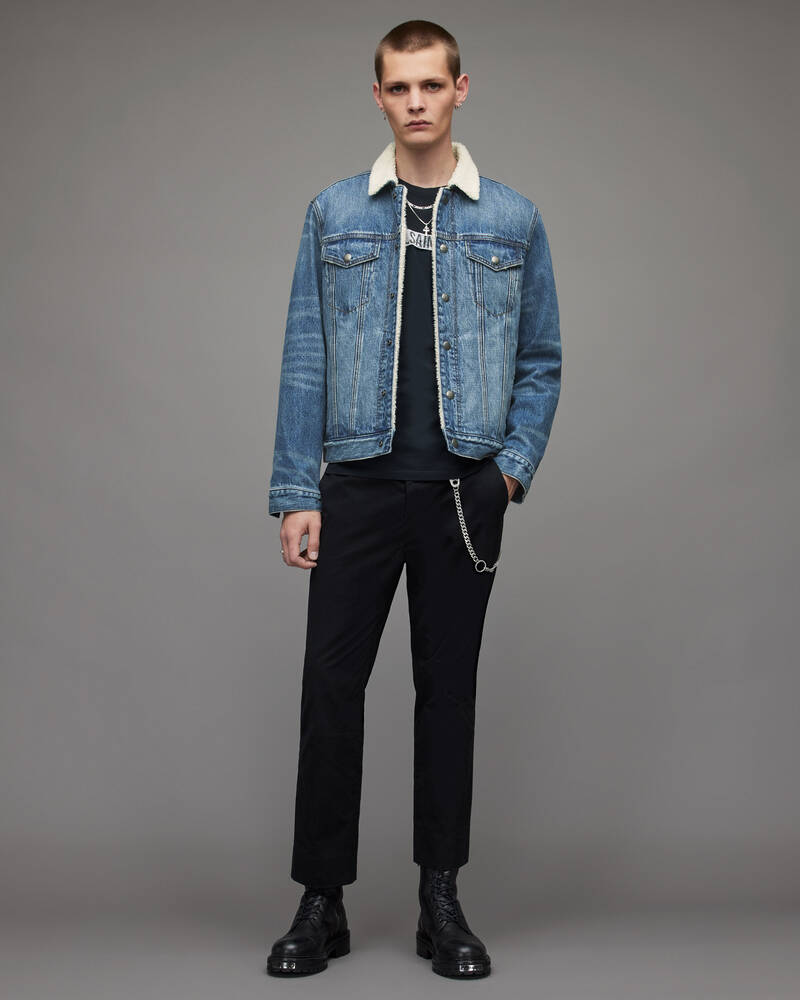 Allsaints Midland Sherpa Fodrade Denim Jacka Herr Indigo | SE.MA018X-2846