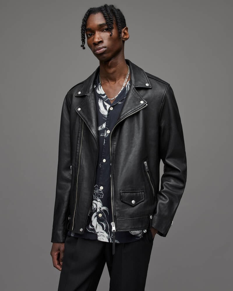 Allsaints Milo Läder Biker Jacka Herr Svarta | SE.ML025N-5