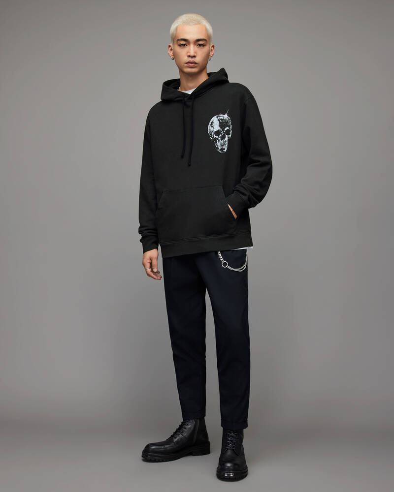 Allsaints Mirror Skull Pullover Hoodie Herr Svarta | SE.MG216X-162