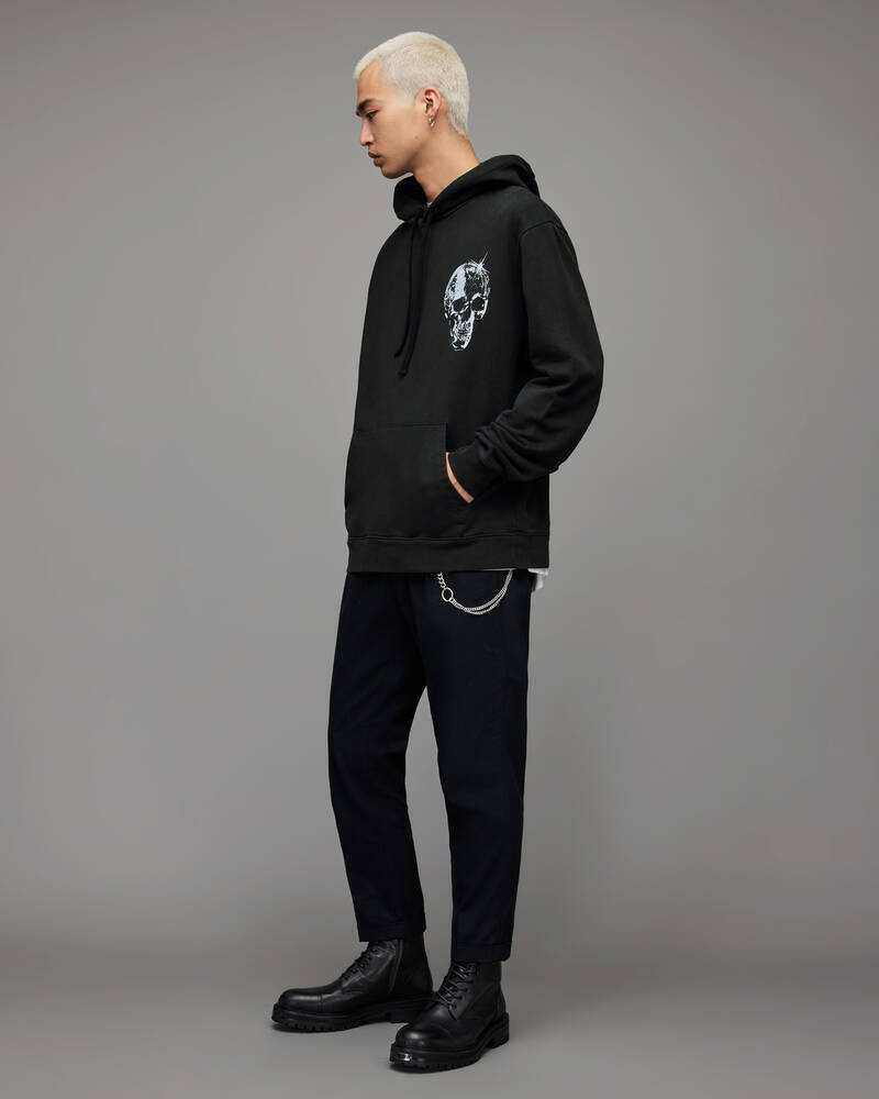 Allsaints Mirror Skull Pullover Hoodie Herr Svarta | SE.MG216X-162