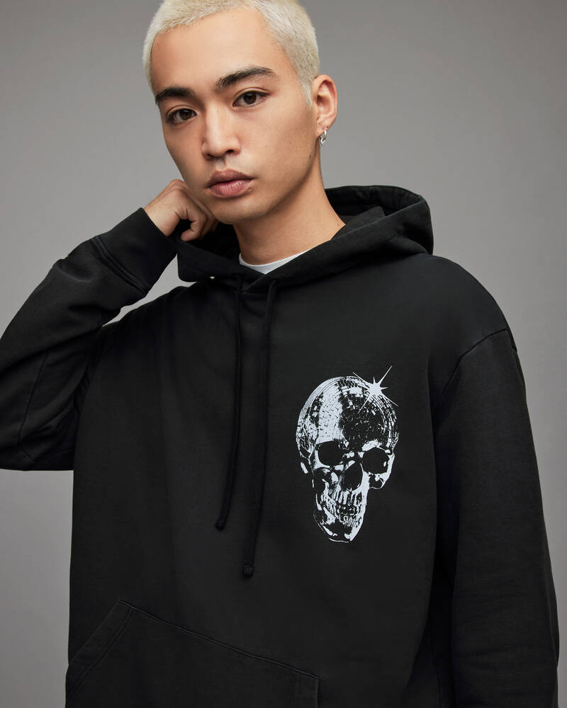 Allsaints Mirror Skull Pullover Hoodie Herr Svarta | SE.MG216X-162