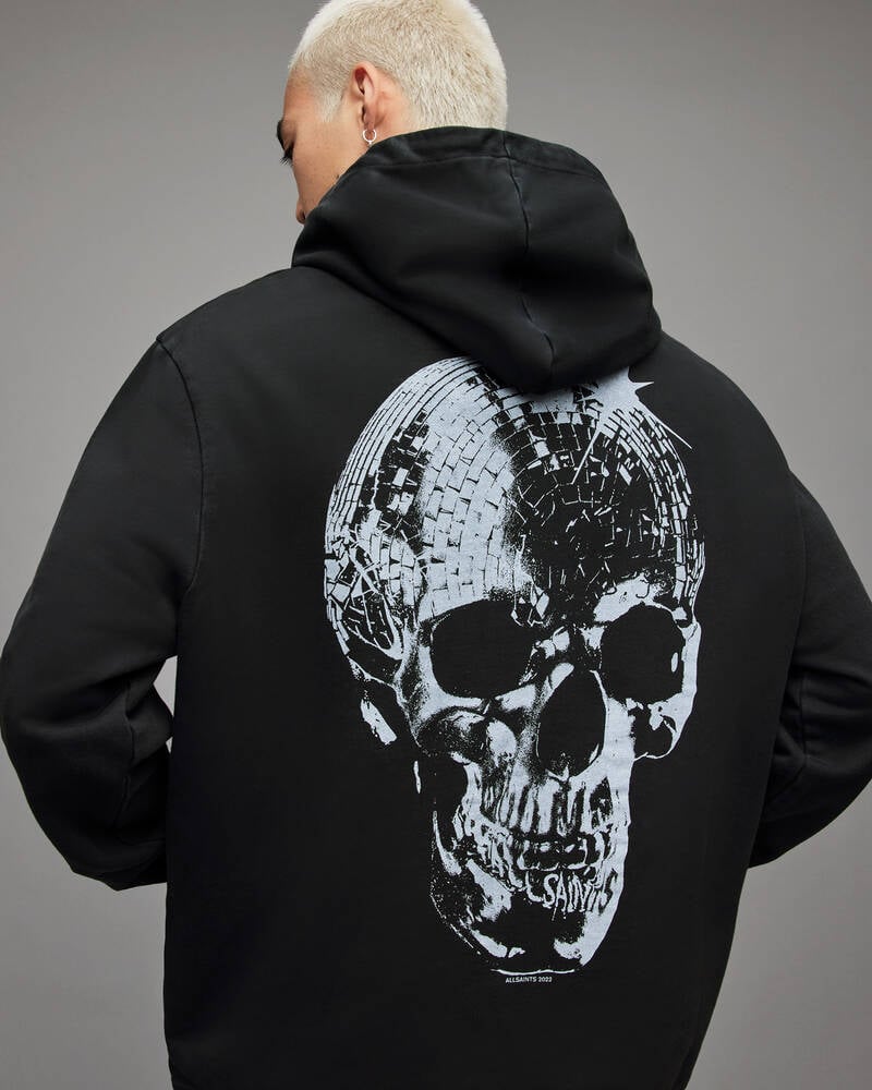 Allsaints Mirror Skull Pullover Hoodie Herr Svarta | SE.MG216X-162